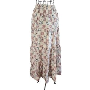BP Tiered 100%Cotton Maxi Skirt Sz Small Flora Lined Feminine Bohemian Soft Girl